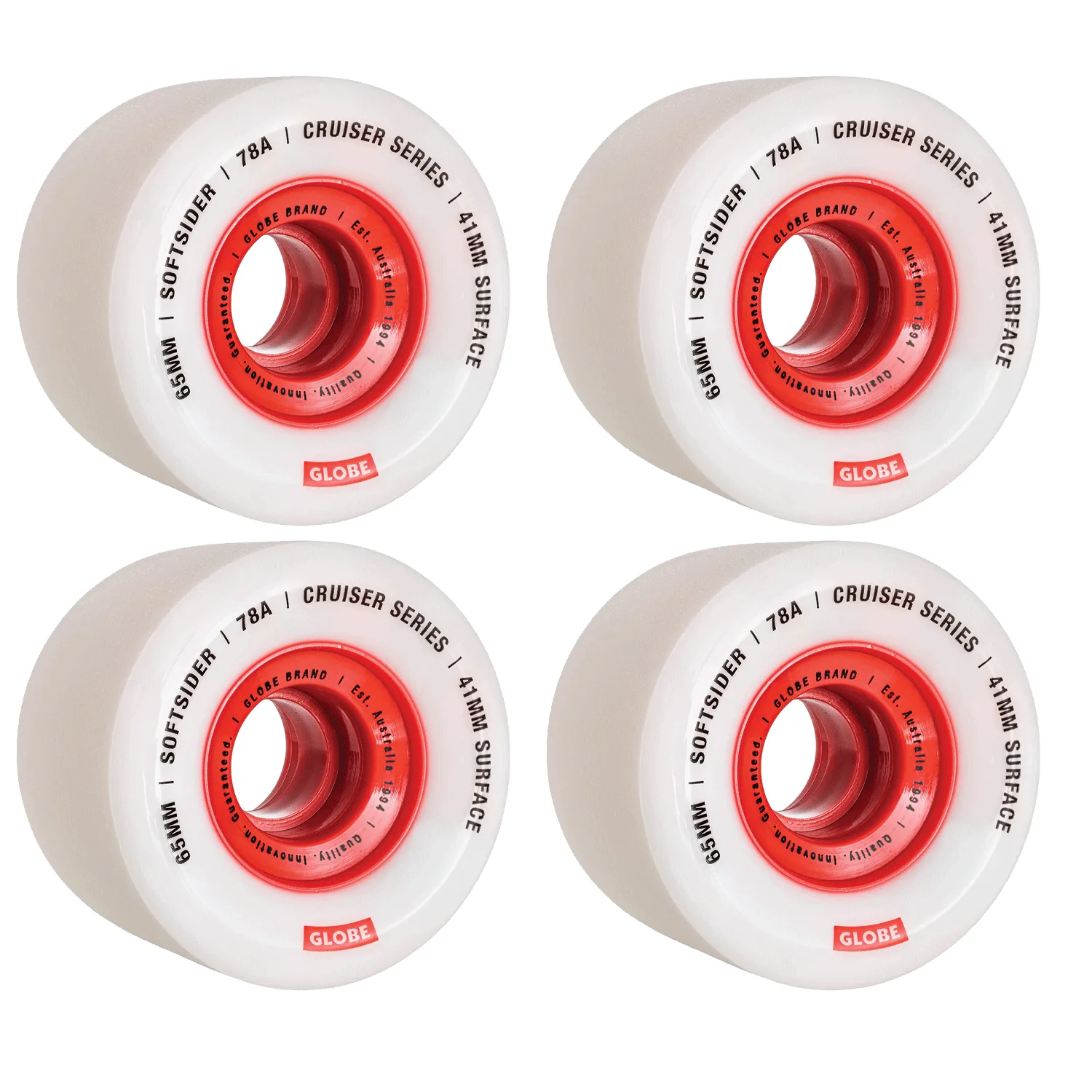 Globe Wheels Softsider 65mm 78A White/Red