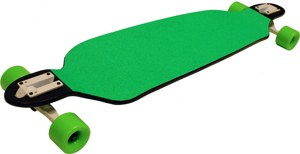 GREEN DOUBLE DROP LONGBOARD Hybrid Thru Drop Down Shape 9.75 x 39.75 in