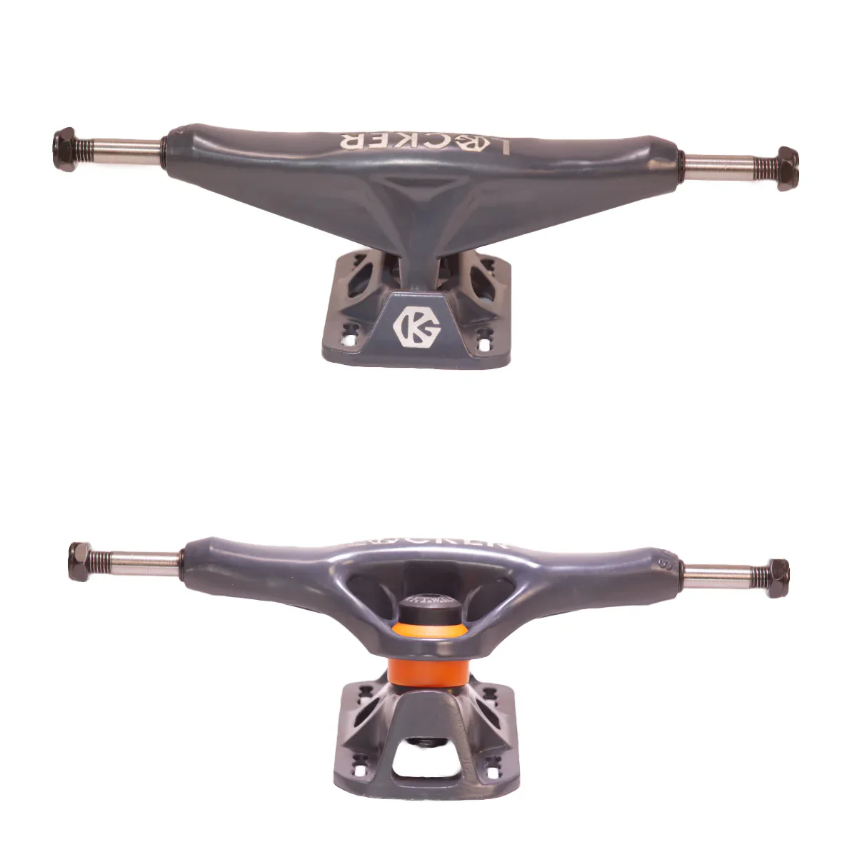Grind King Skateboard Trucks Locker 2 9.5" Axle Battleship Grey (Pair)