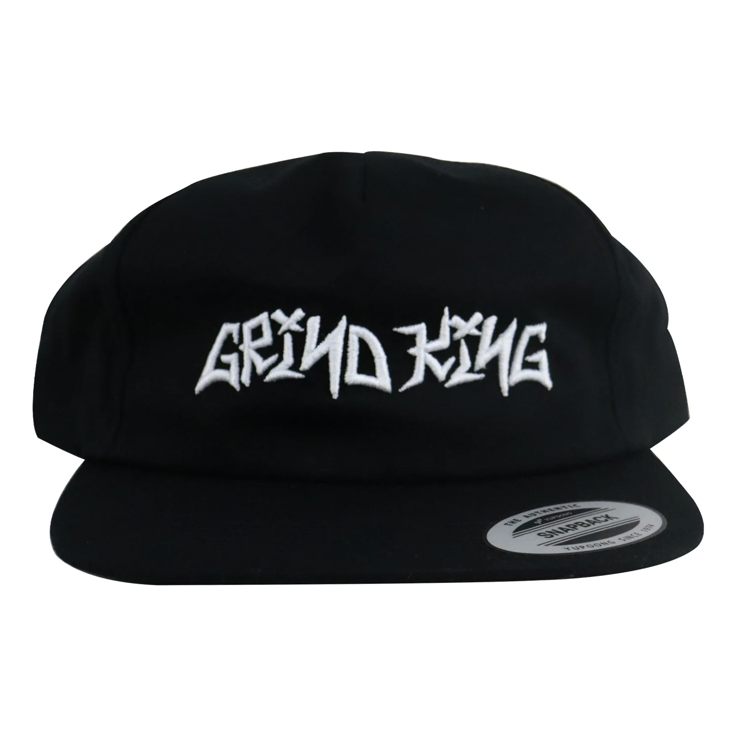 Grind King Trucks Skateboard Hat Graffiti Script Logo Snapback Black