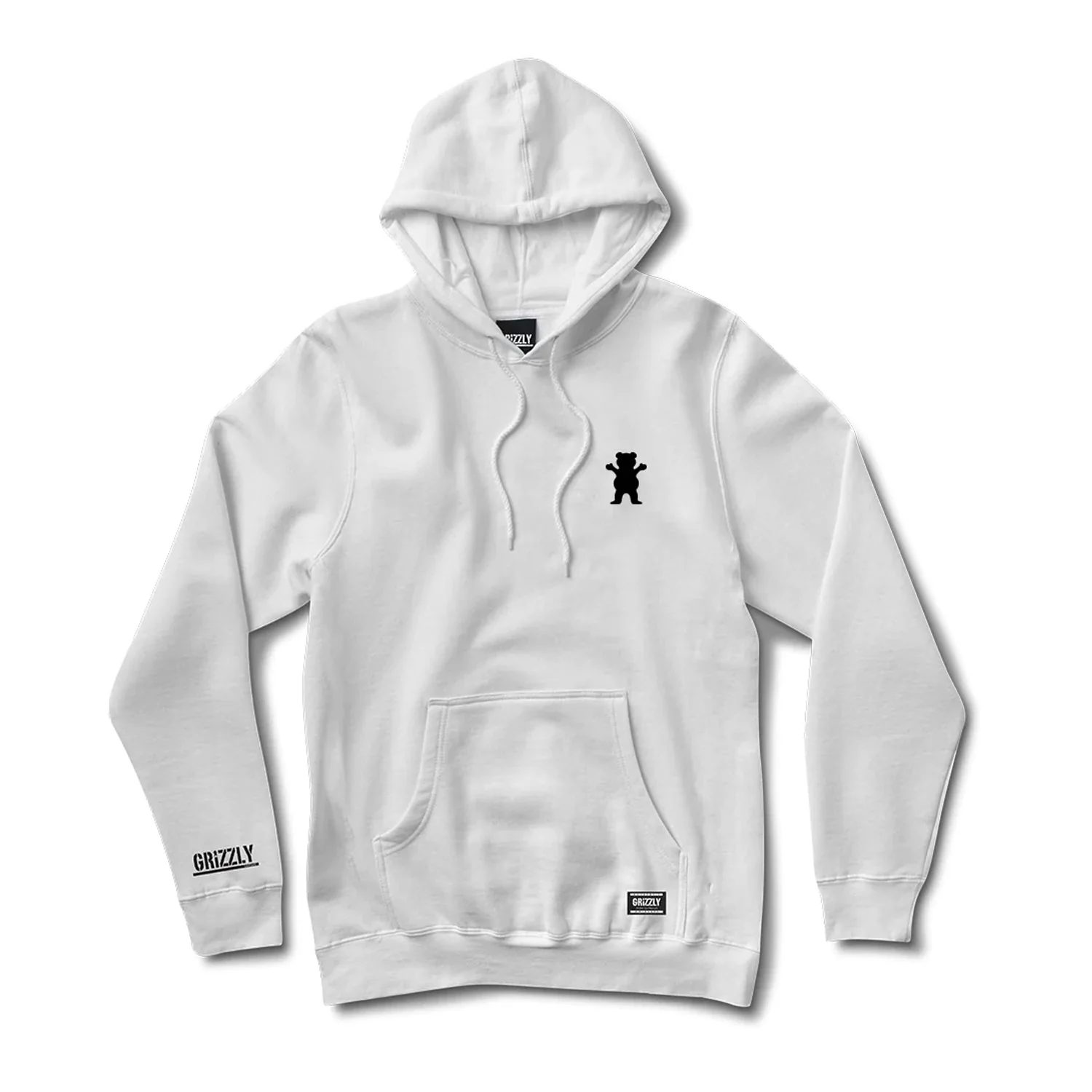 Grizzly Grip Skateboard Hoody OG Bear Embroidered Pullover White/Black