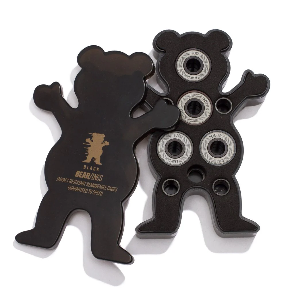 Grizzly Skateboard Bearings Black Bear-Ings with Spacers and Washers