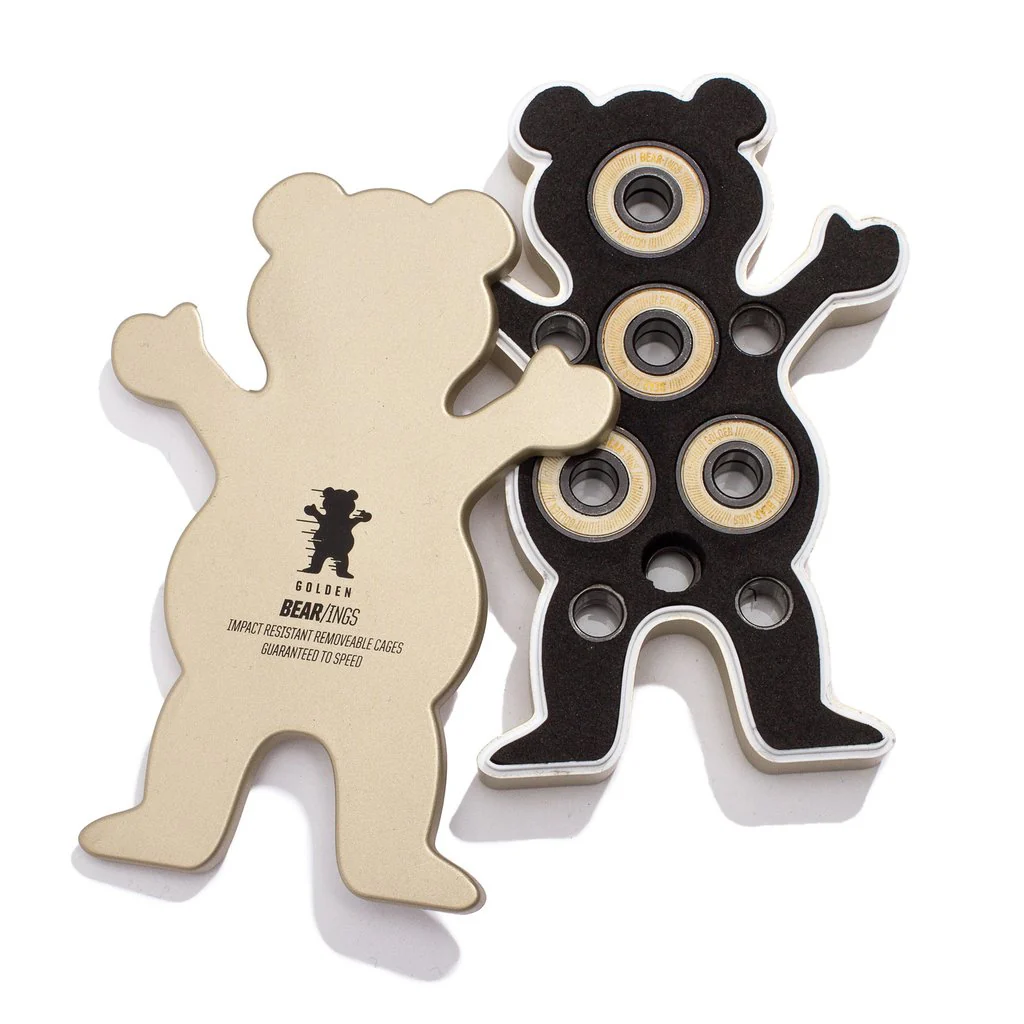 Grizzly Skateboard Bearings Gold Bear-Ings with Spacers and Washers