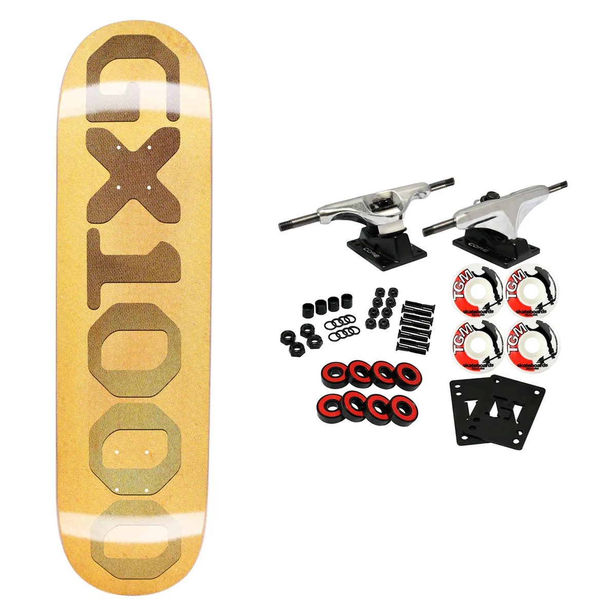 GX1000 Skateboard Complete Team OG Logo Goldish/Green 8.375" x 32.25"