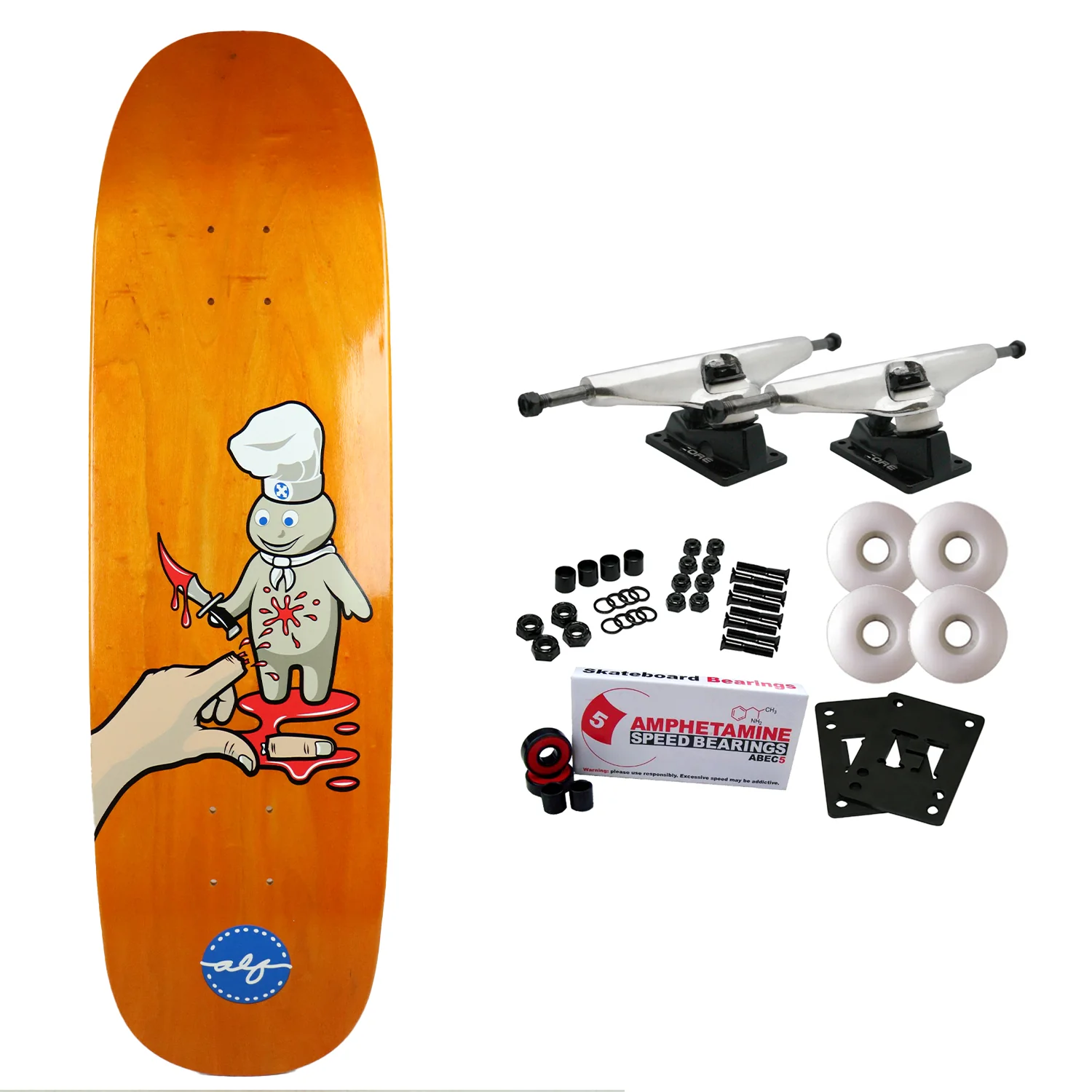 H-Street Skateboard Complete Alphonzo Rawls Wicked Dough Boy Orange Old School