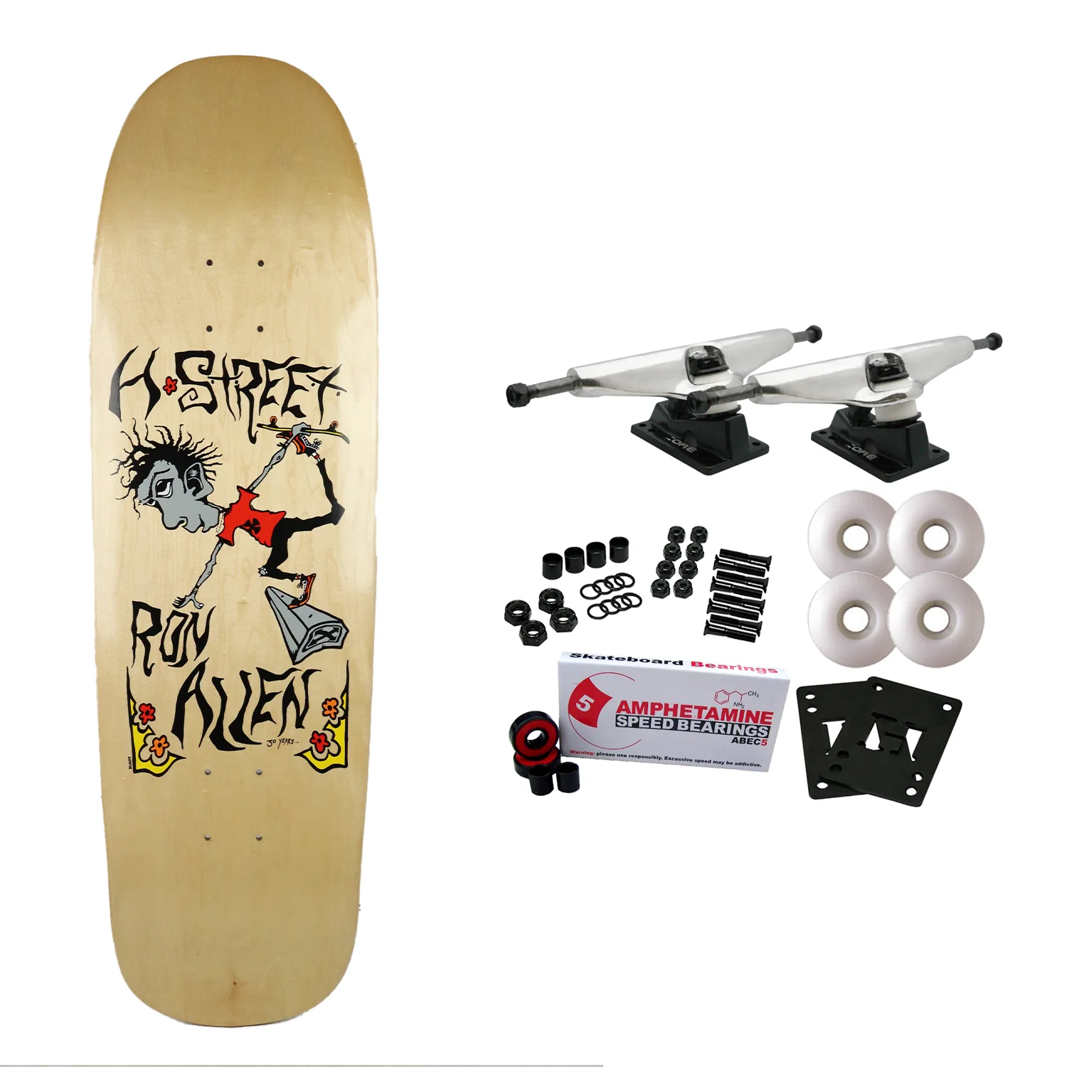 H-Street Skateboard Complete Ron Allen X Jeff Klindt 9.0" x 32.5" Old School
