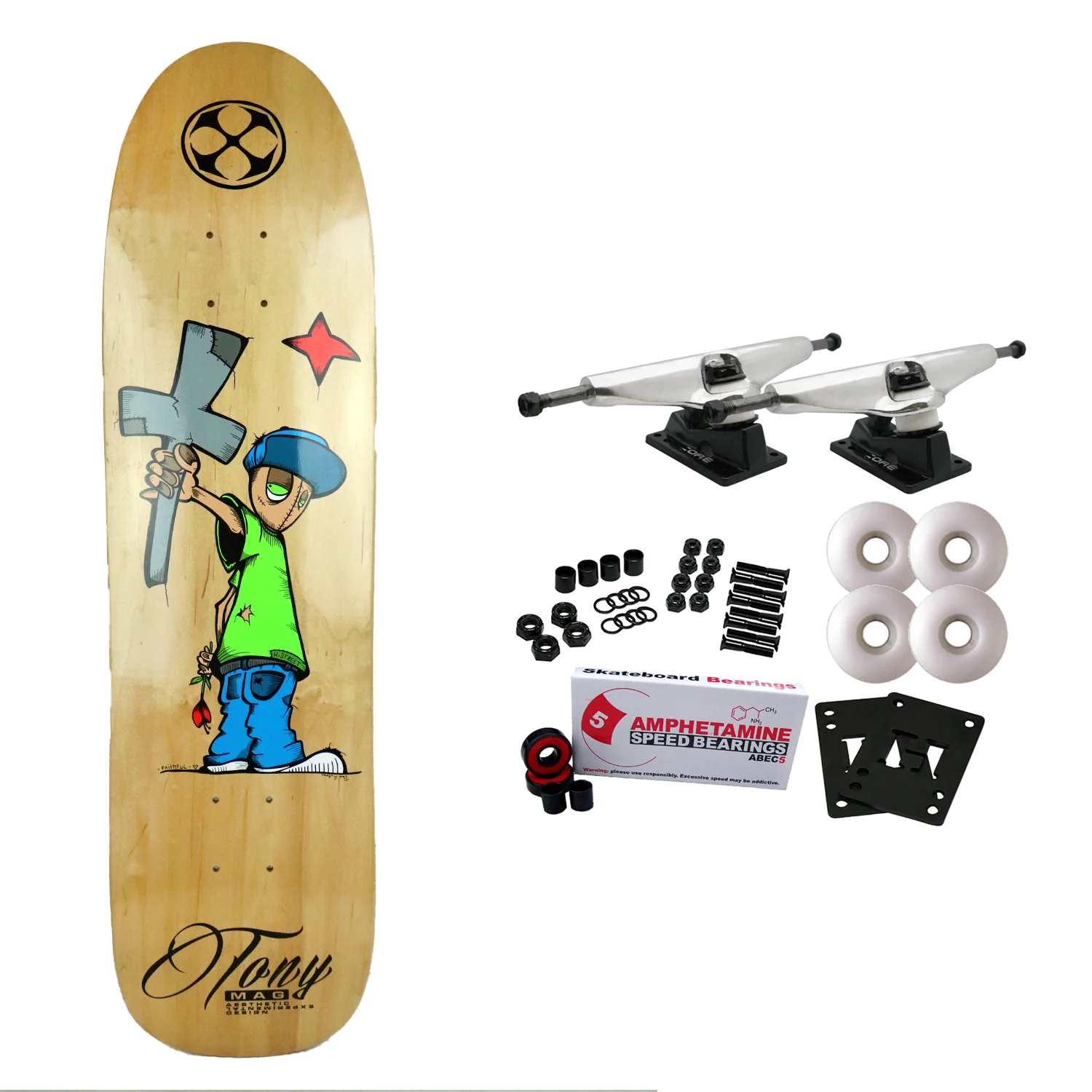 H-Street Skateboard Complete Tony Mag X Hickman Kid Cross 8.0" x 32" Old School