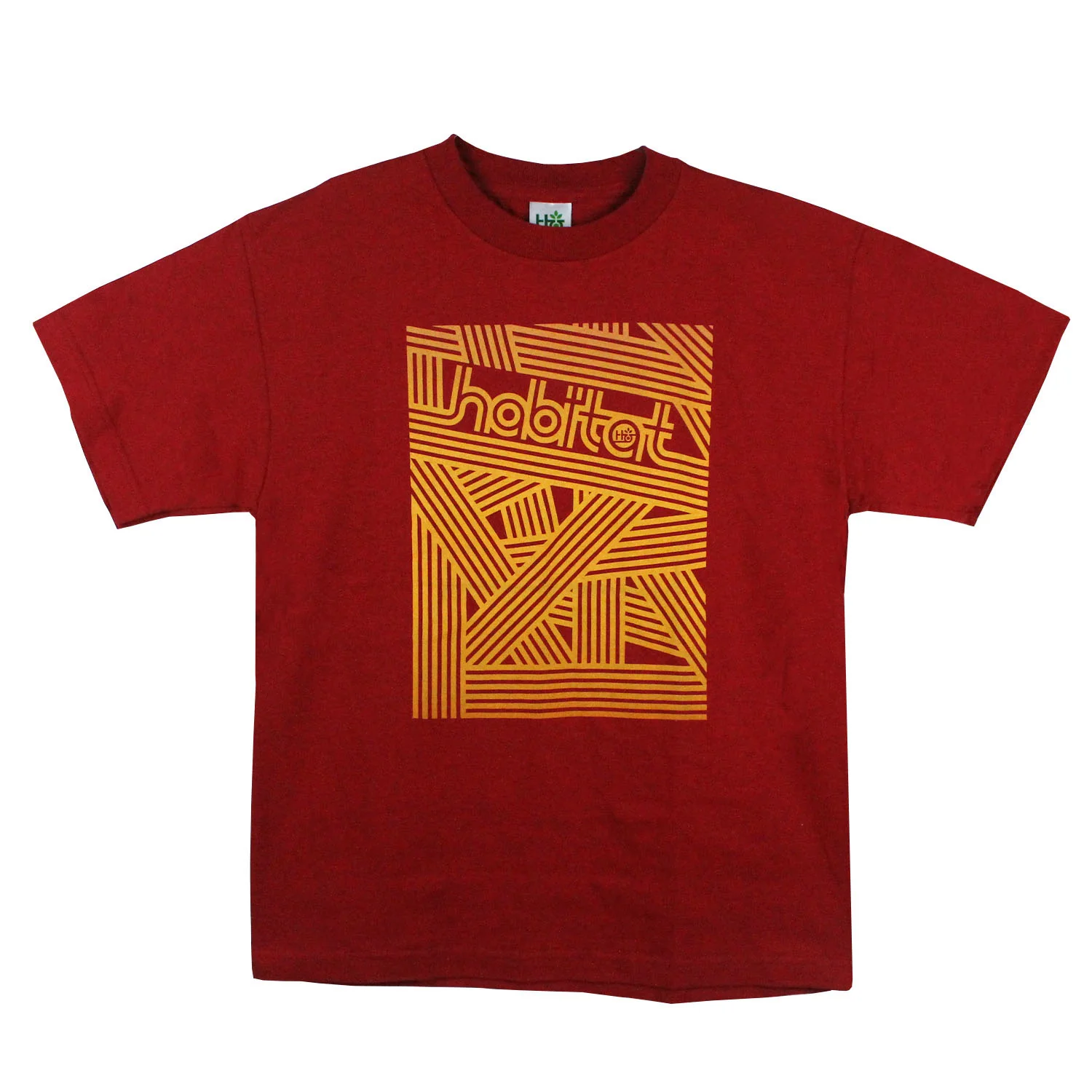 Habitat Skateboard T-Shirt Cross Stripe Red - Youth Kids Extra Large