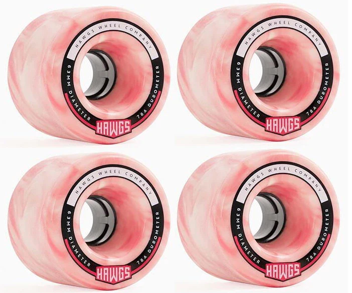Hawgs Longboard Wheels 63mm Fatty 78A Pink/White