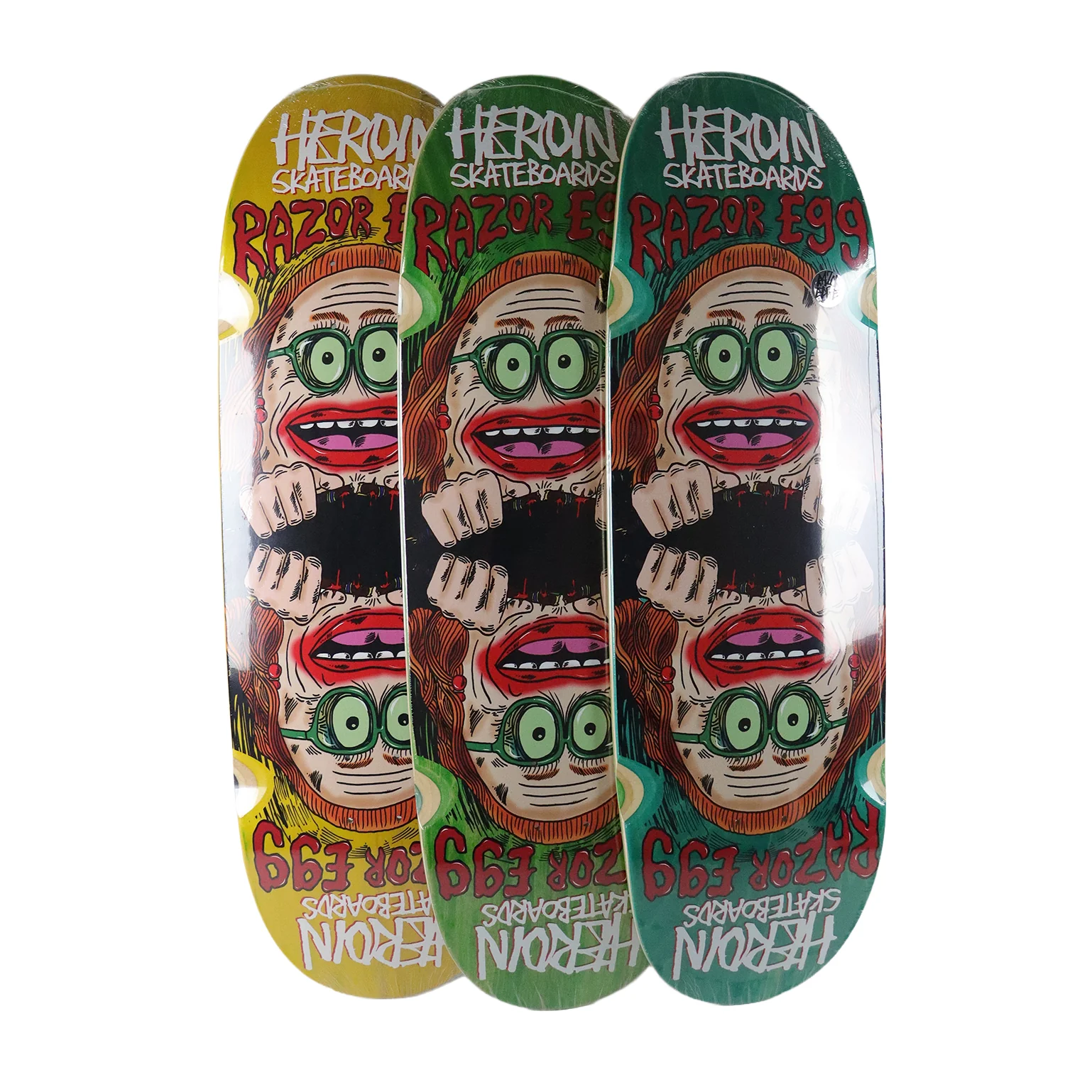 Heroin Premium Skateboard Complete Auntie Razoregg (Assorted) Slappy Trucks Ricta Wheels and Quantum Snot Particles Bearings - Image 2