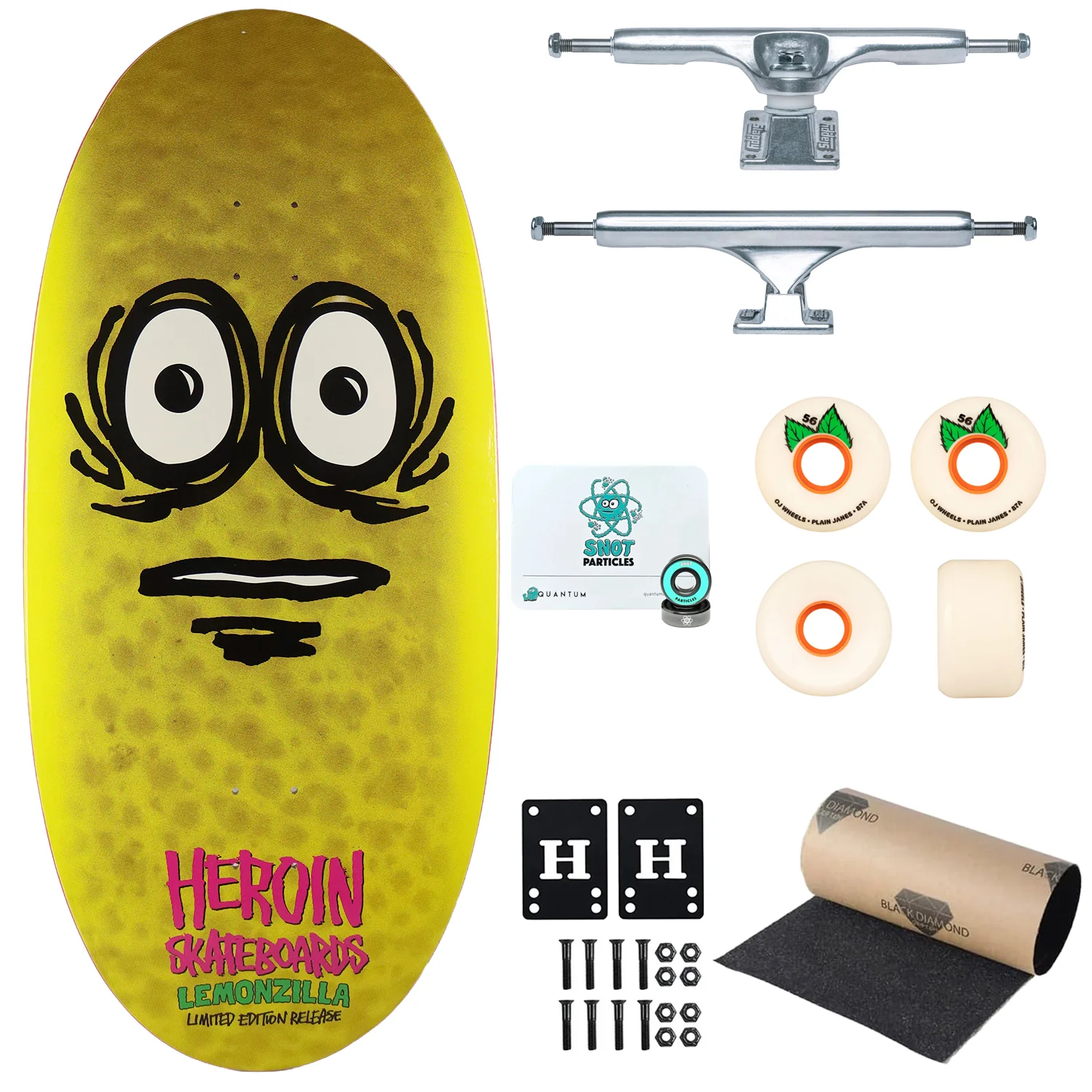 Heroin Premium Skateboard Complete Lemonzilla Slappy Trucks OJ Wheels and Quantum Snot Particles Bearings