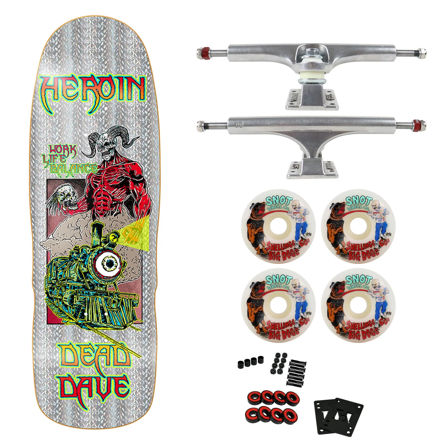 Heroin Premium Skateboard with Ace Trucks, Snot Wheels 10.1" Dead Dave Hellscape