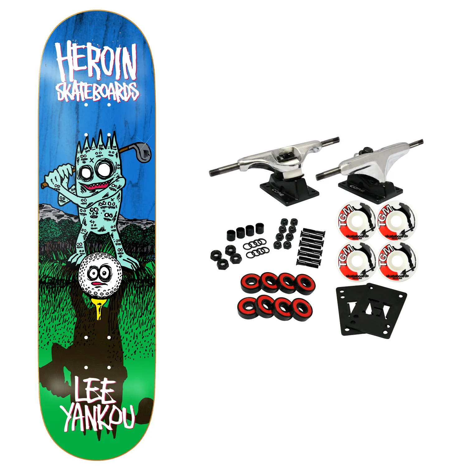 Heroin Skateboard Complete Lee Yankou Golf Imp (Assorted) Assorted 8.25" x 31.9"