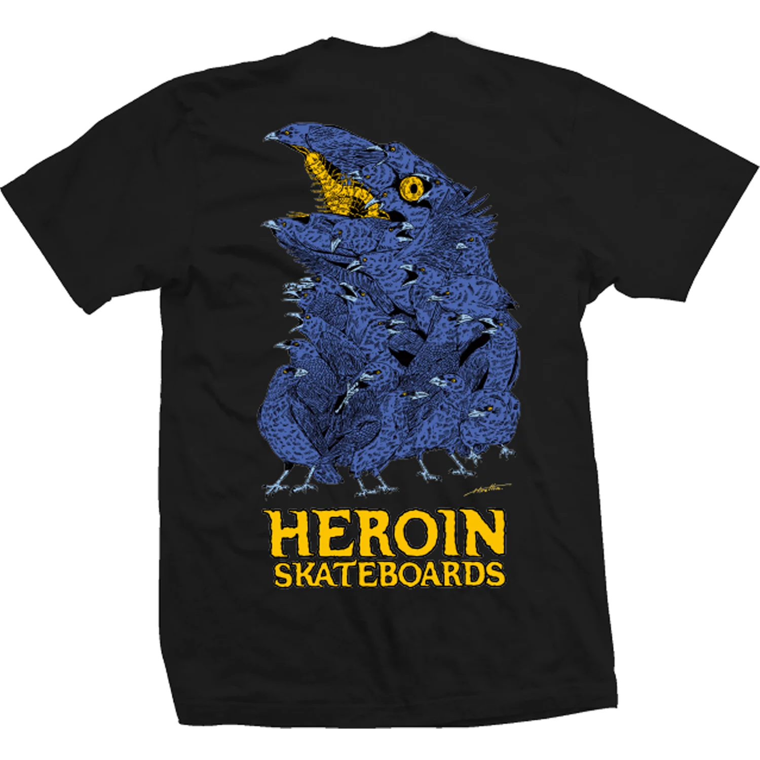 Heroin Skateboards Shirt Crow Black