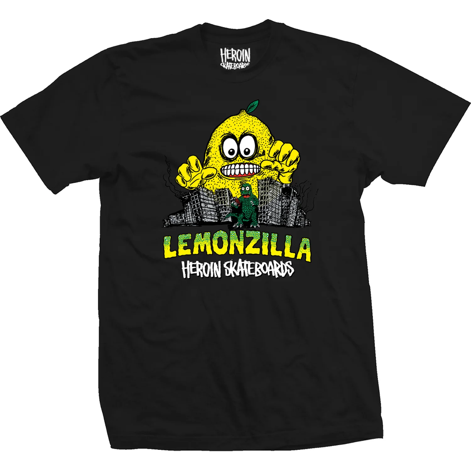 Heroin Skateboards Shirt Lemonzilla Black