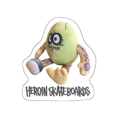 Heroin Skateboards Sticker Egg Plushie 5" x 5.5"