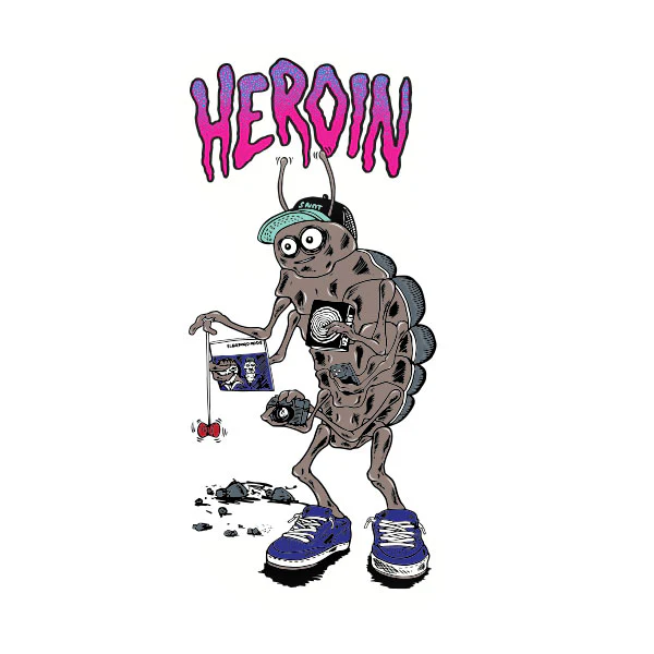 Heroin Skateboards Sticker Nolan Bug 3.5" x 5.75"