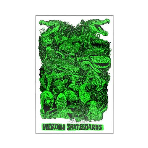 Heroin Skateboards Sticker Swampy Allegory of Fear 4" x 6"