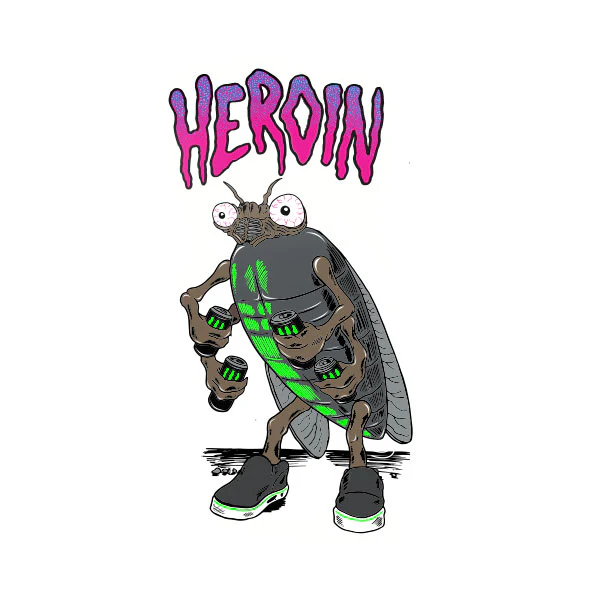 Heroin Skateboards Sticker Swampy Bug 3.5" x 5.75"