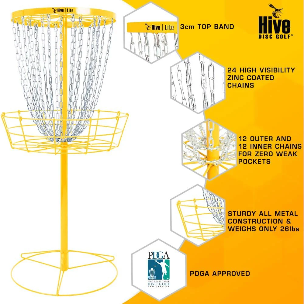 Hive Disc Golf Portable Practice Basket Lite Yellow