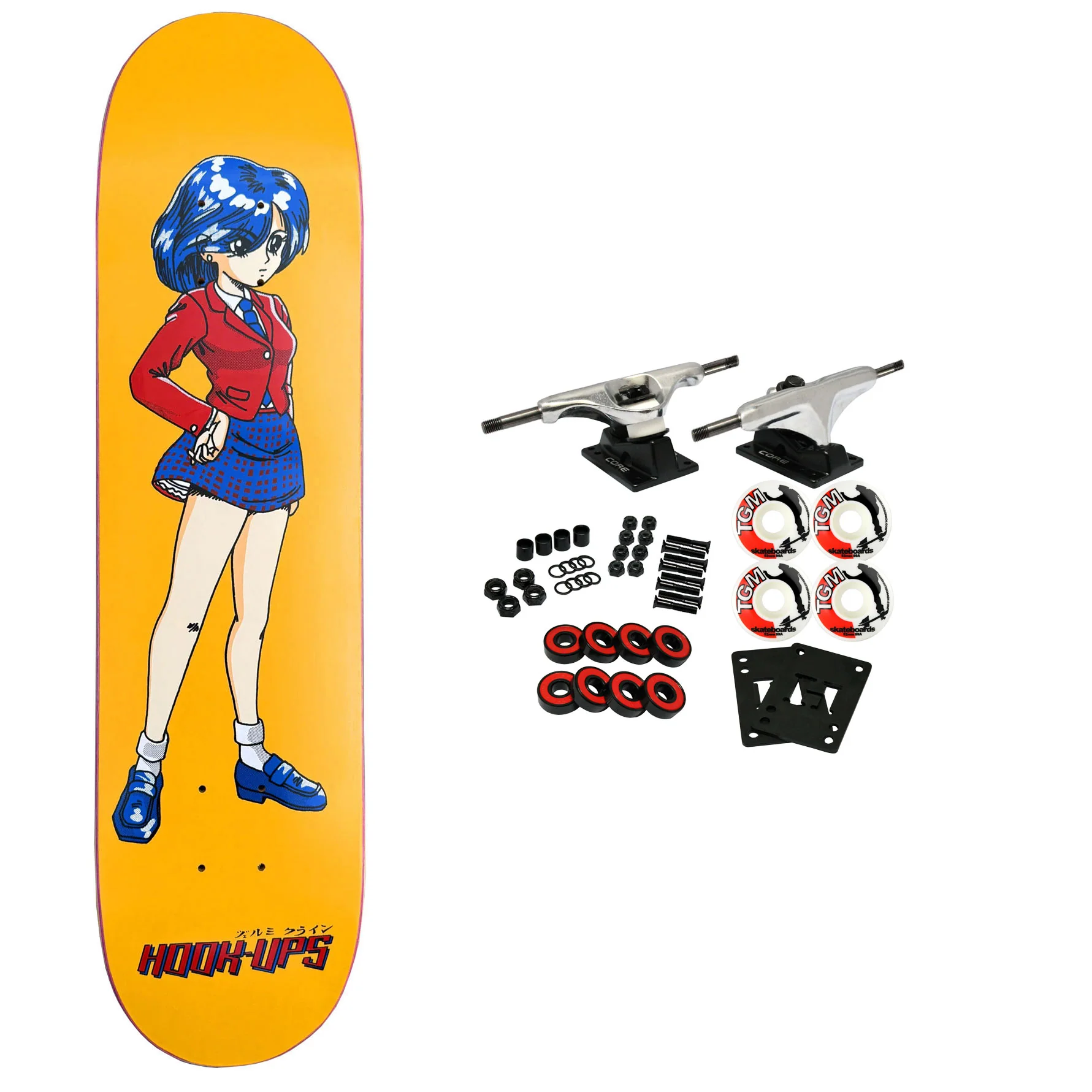 Hook Ups Skateboard Complete 30 Year Anniversary OG School Girl 7.5" x 31"