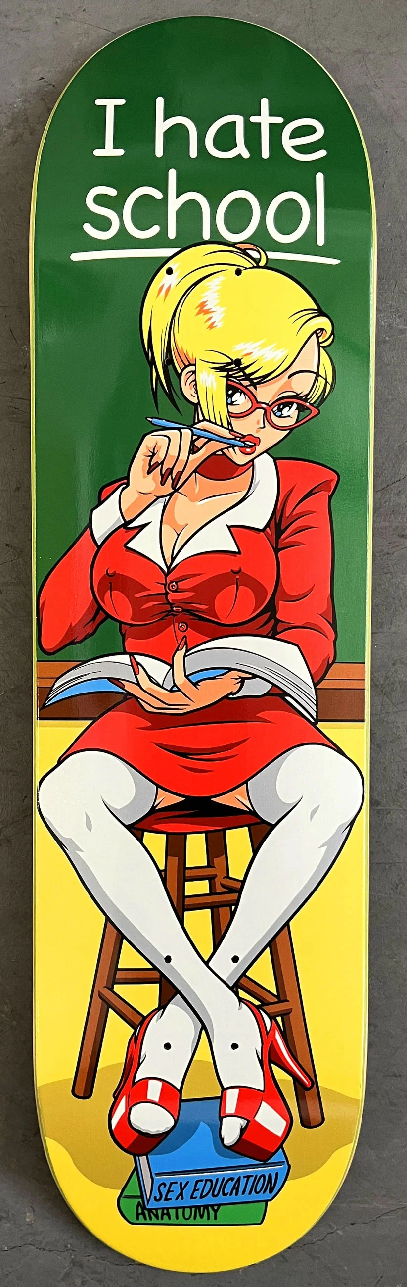 Hook Ups Skateboard Deck I Hate School 8.5" x 32.25" - Image 4