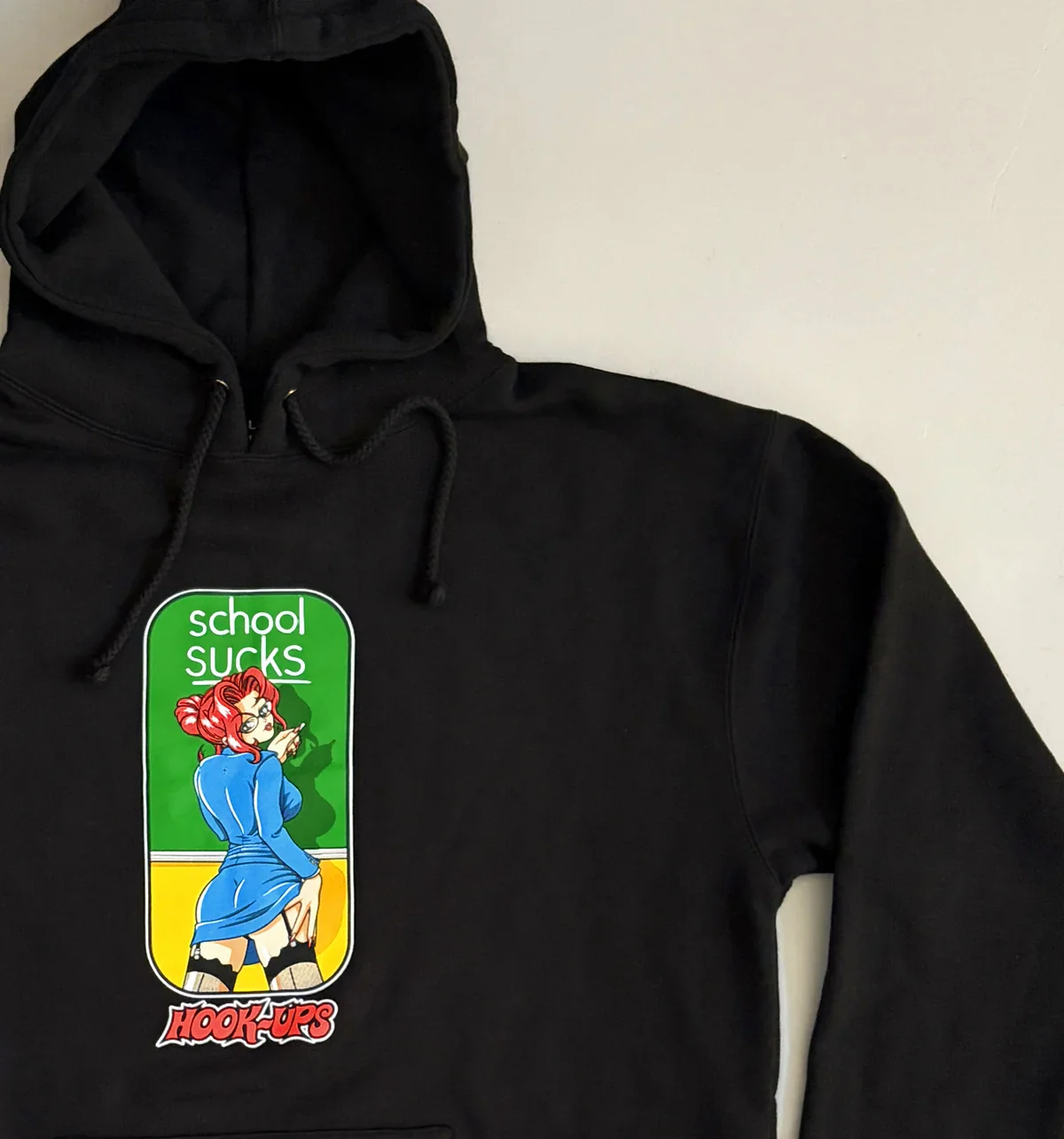 Hook Ups Skateboards Hoody School Sucks Black - Image 3