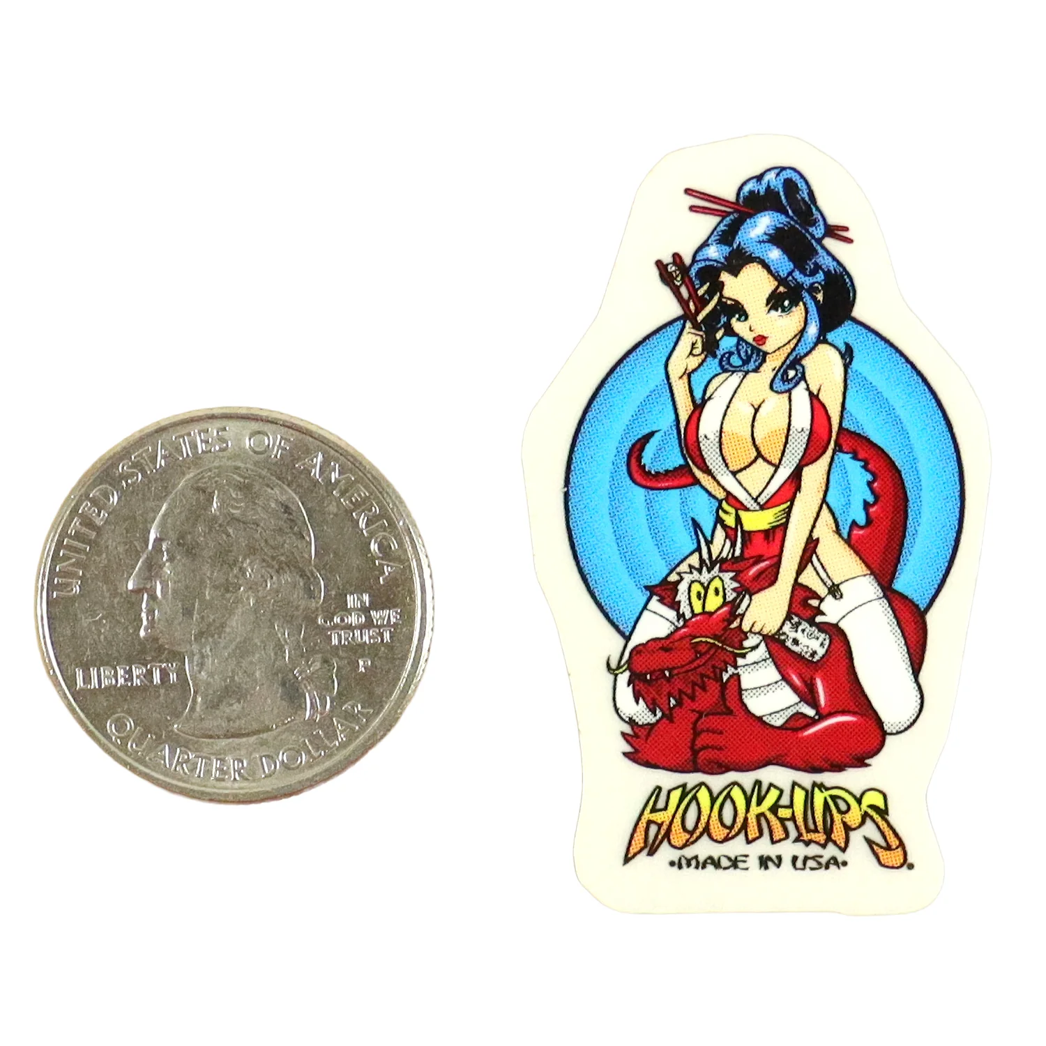 Hook Ups Skateboards Sticker - Mini Size - Geisha 3 1.125" x 1.75"