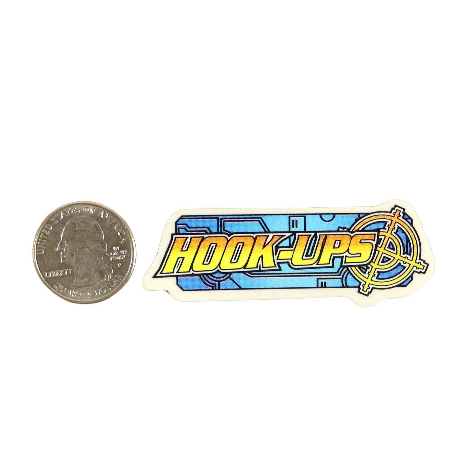 Hook Ups Skateboards Sticker - Mini Size - Logo Target Text 2.75" x 1"