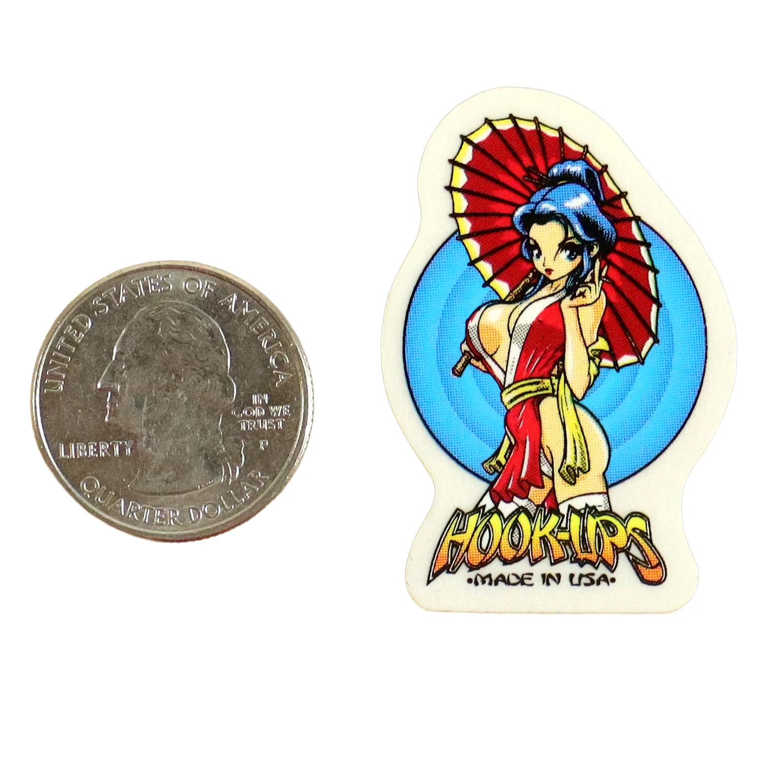 Hook Ups Skateboards Sticker - Mini Size - OG Geisha 1.25" x 1.75"