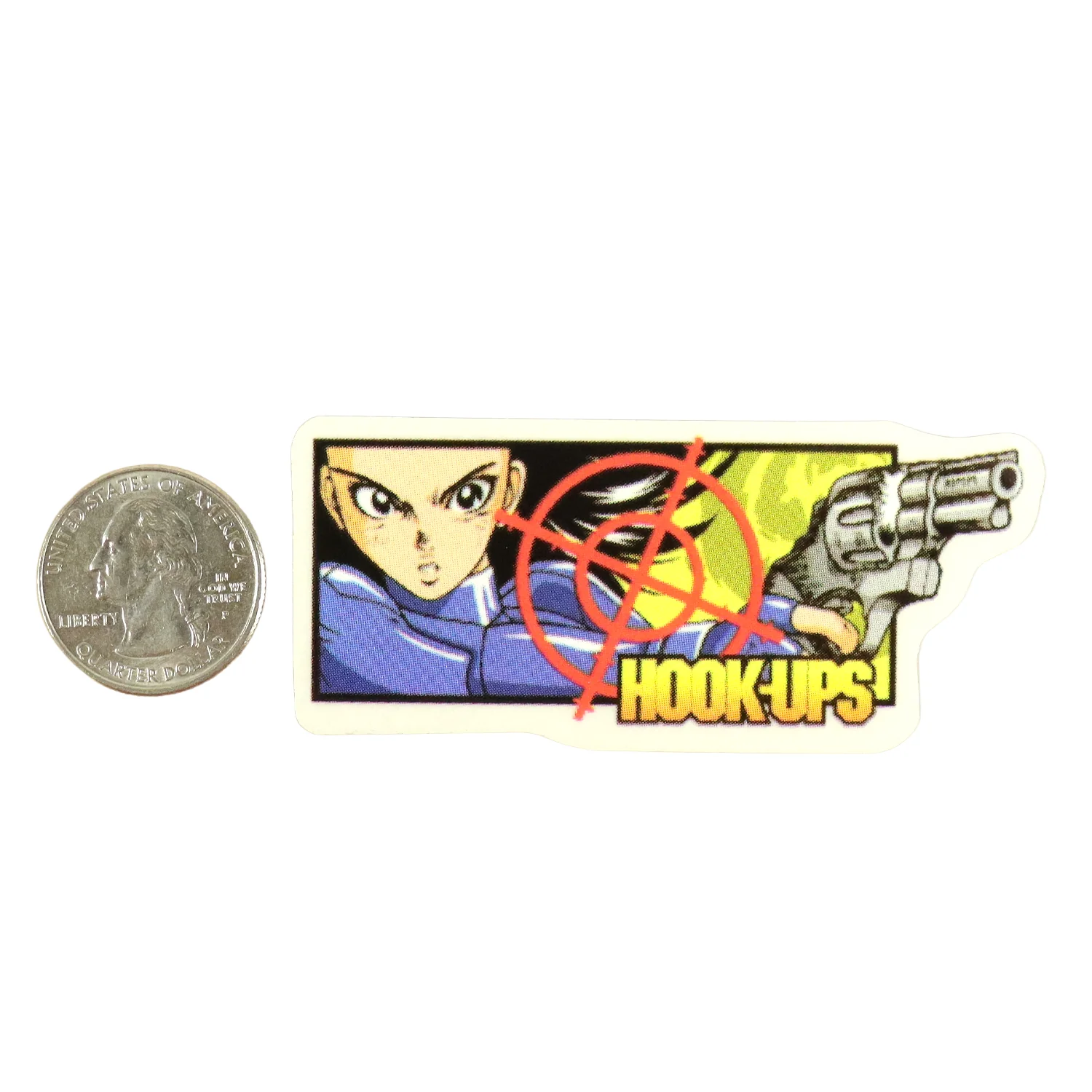 Hook Ups Skateboards Sticker - Mini Size - Revolver 3" x 1.4"