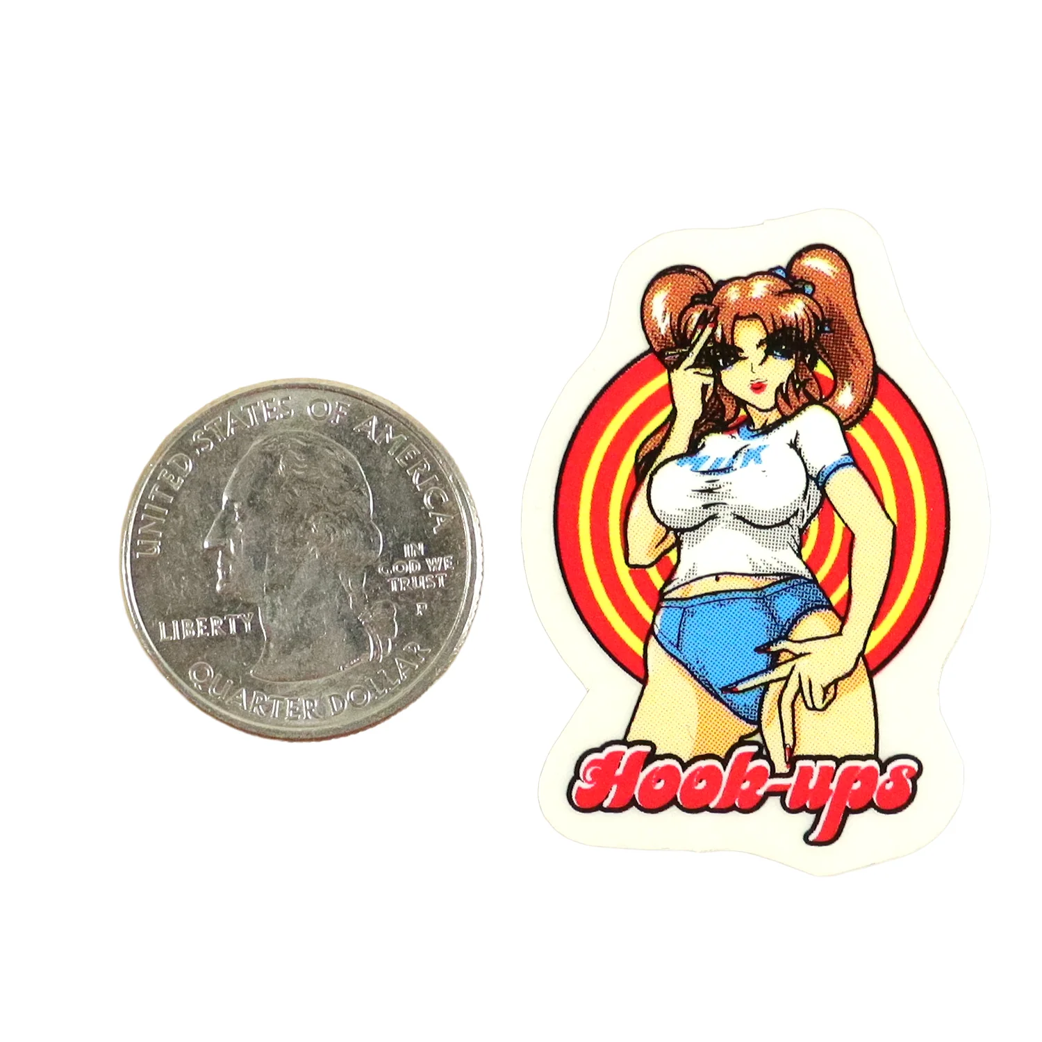 Hook Ups Skateboards Sticker - Mini Size - Sakura 1.25" x 1.75"