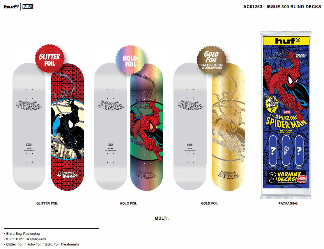 Huf Skateboard Deck Marvel Spider-Man Issue 300 Blind Bag 8.25" Limited Edition - Image 5