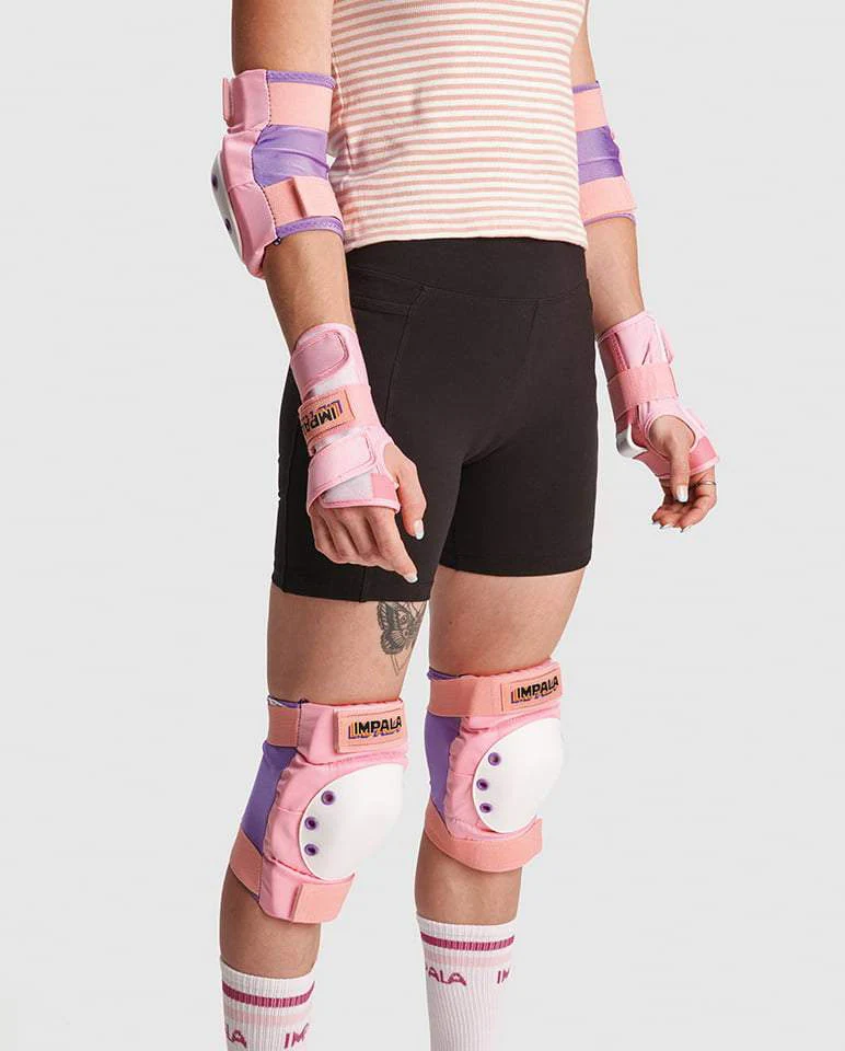 Impala Rollerskates Protective Set - Knee Pads, Elbow, Wrist Guards - Pink - Youth Medium - Image 5