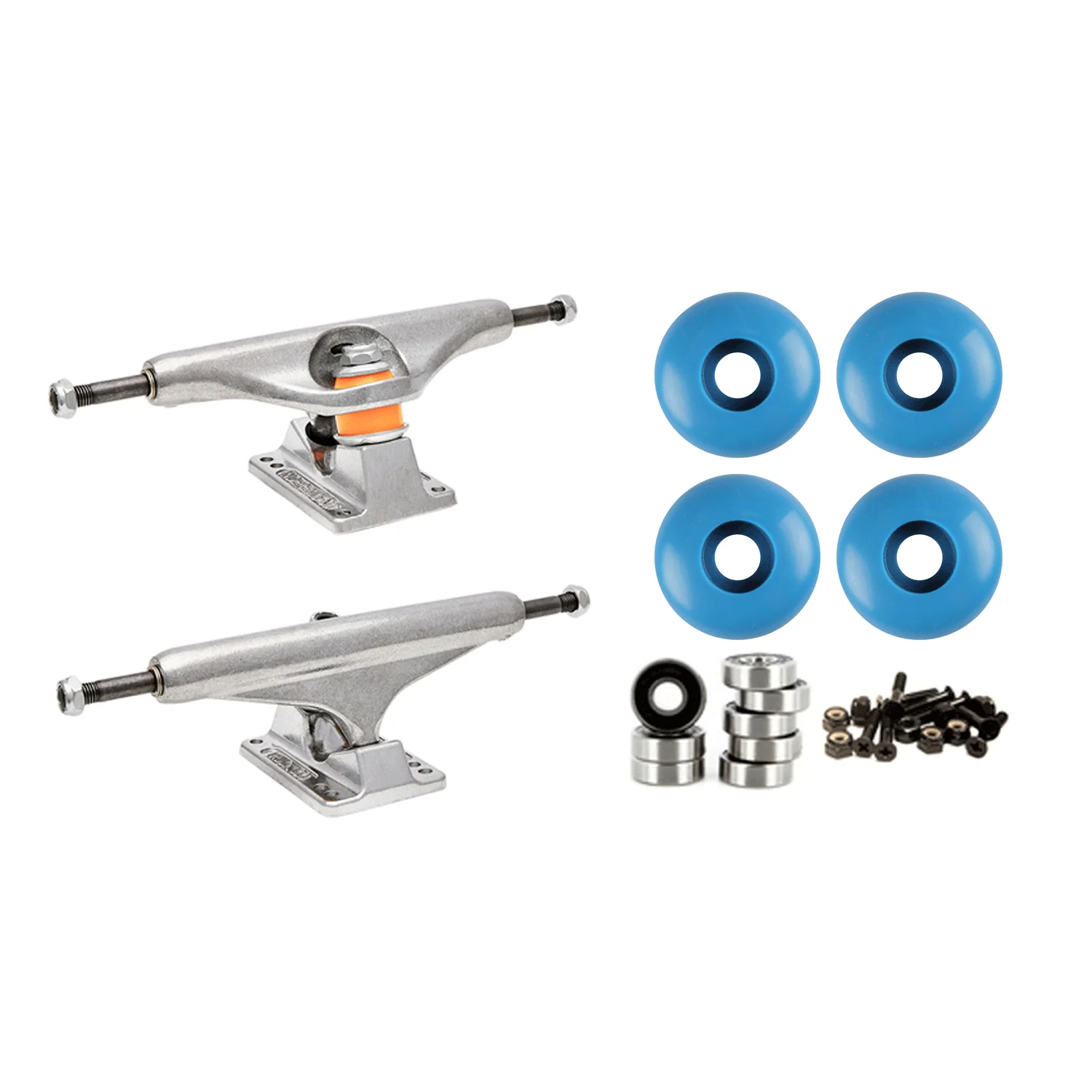 Independent 159 (8.75") Skateboard Trucks 58mm Blue Wheels and Bearings Combo Package