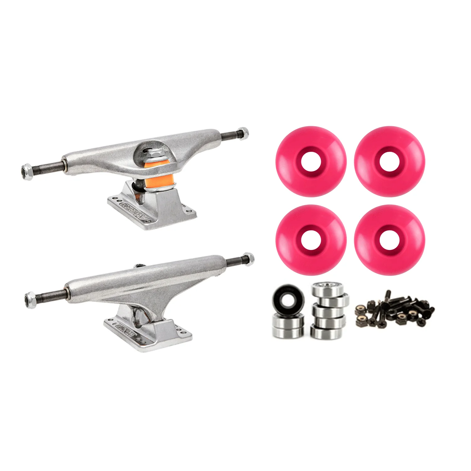 Independent 169 (9.12") Skateboard Trucks 58mm Pink Wheels and Bearings Combo Package