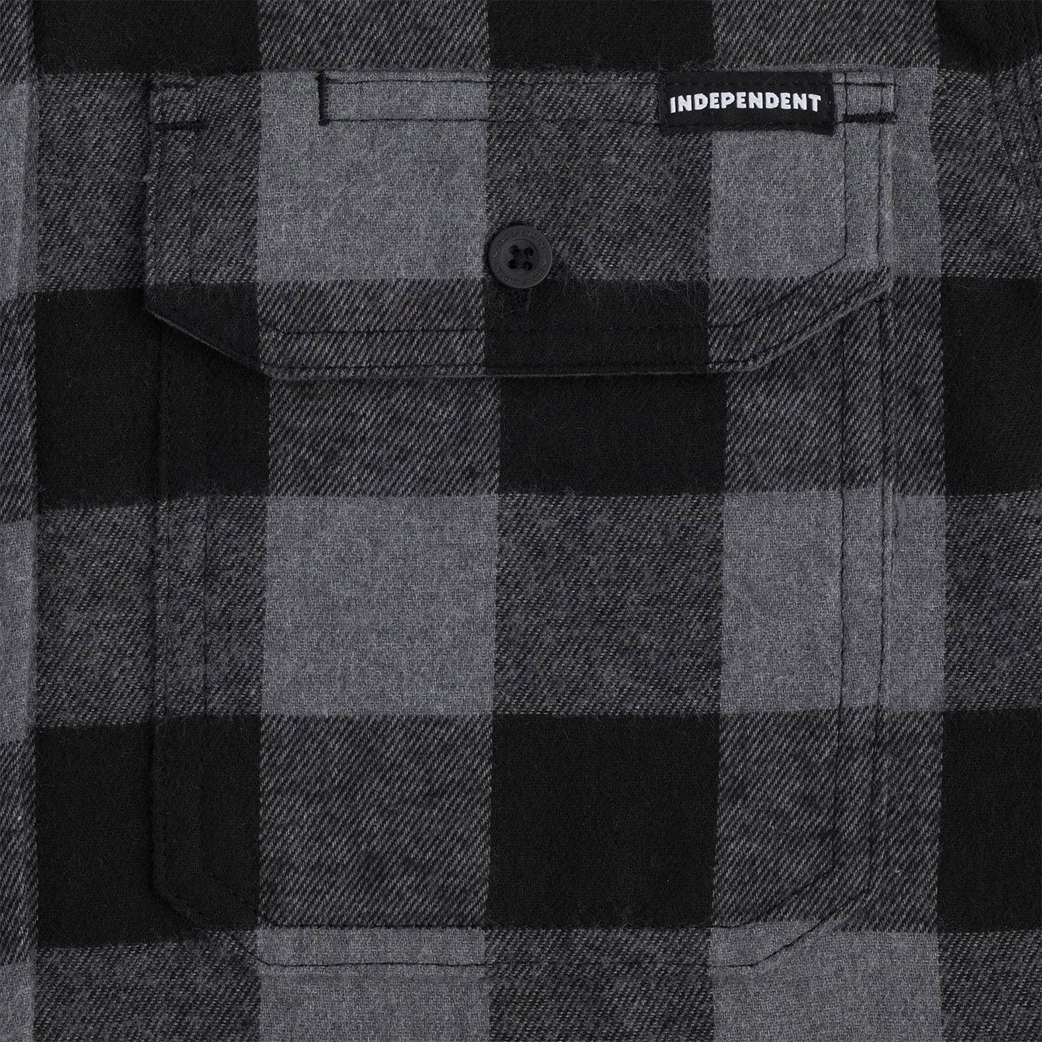 Independent Skateboard Longsleeve Flannel Shirt Belmont Grey - Image 3