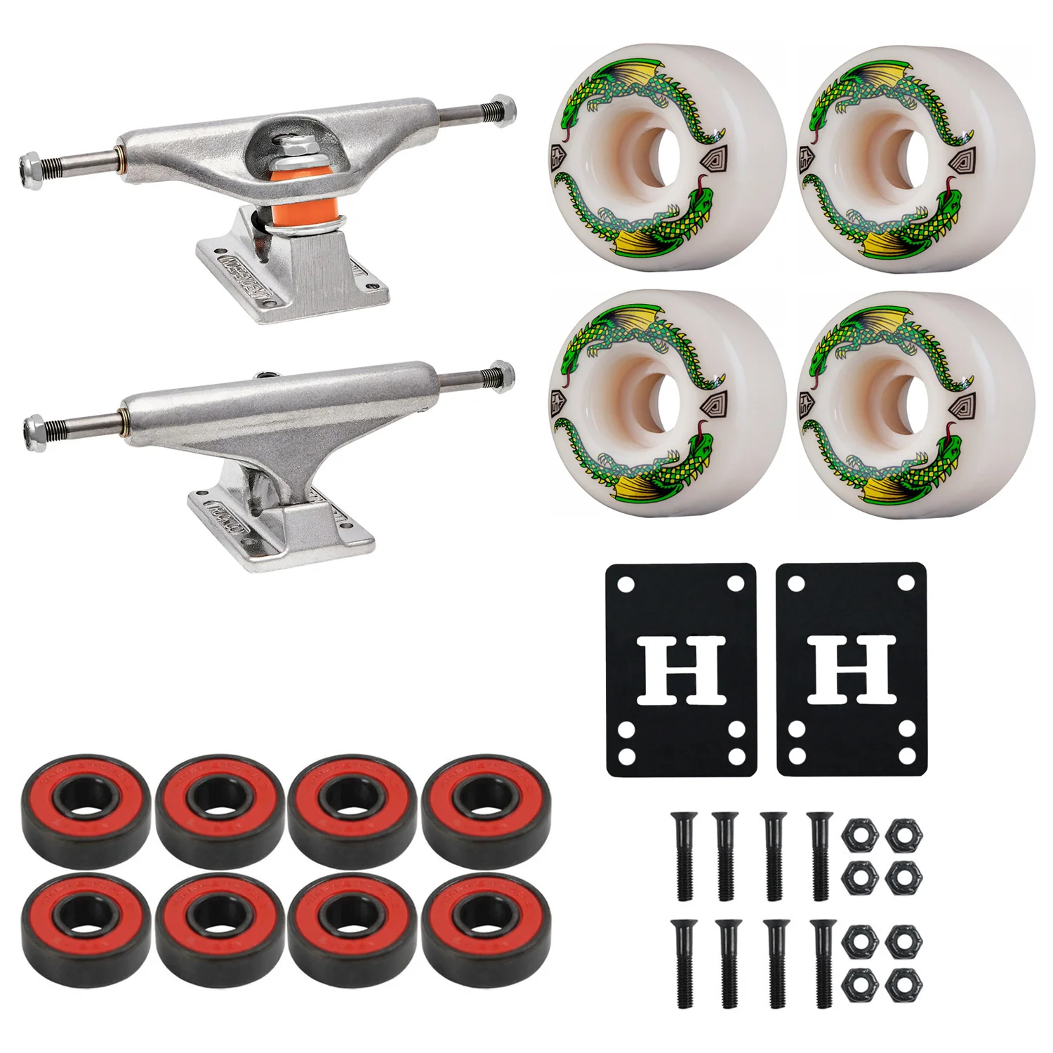 Independent Skateboard Trucks 129 (7.6") Powell Dragon Formula 54mmx34mm Package