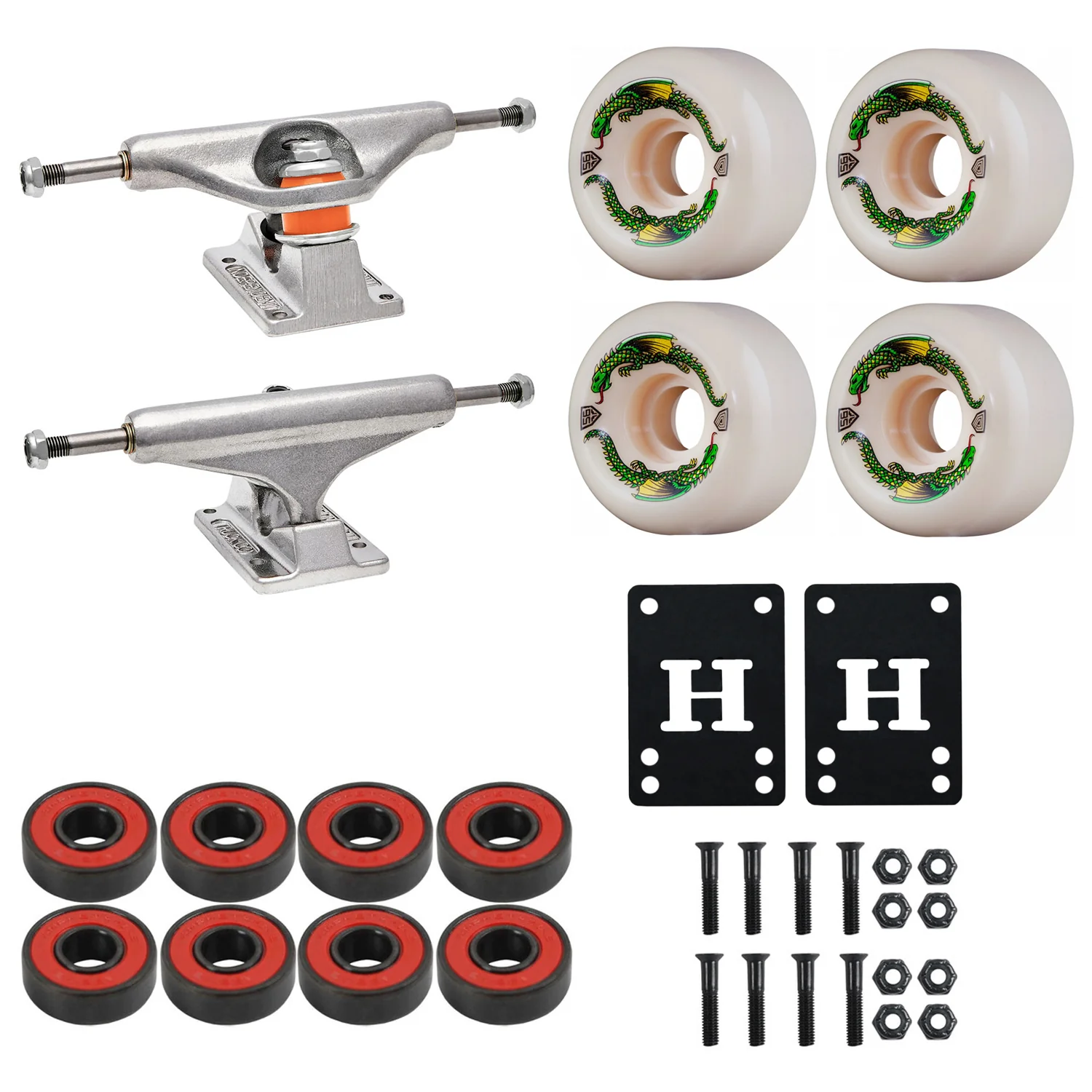 Independent Skateboard Trucks 129 (7.6") Powell Dragon Formula 56mmx36mm Package