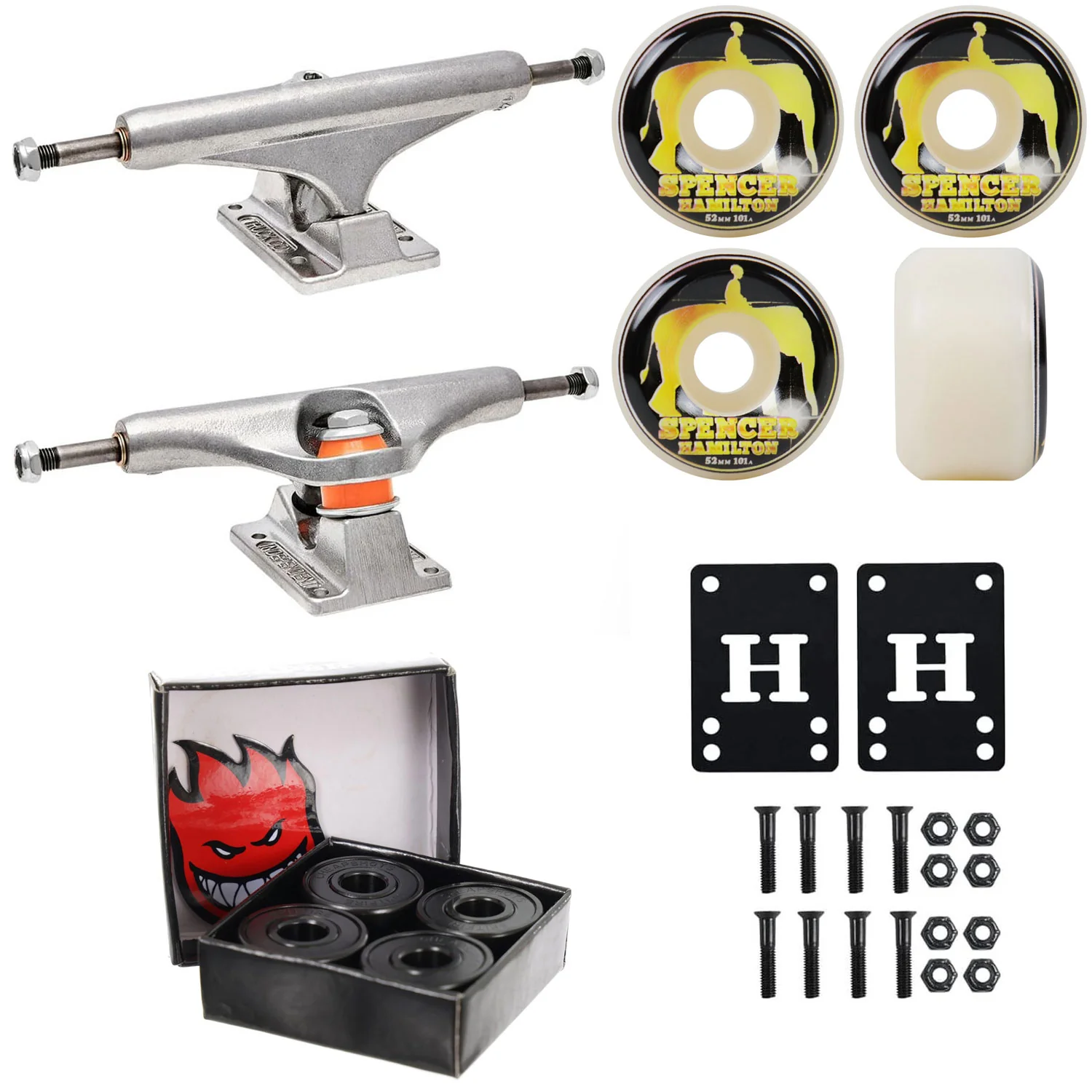 Independent Skateboard Trucks 139 + Satori 52mm 101A Wheels Spitfire Bearings + Hardware