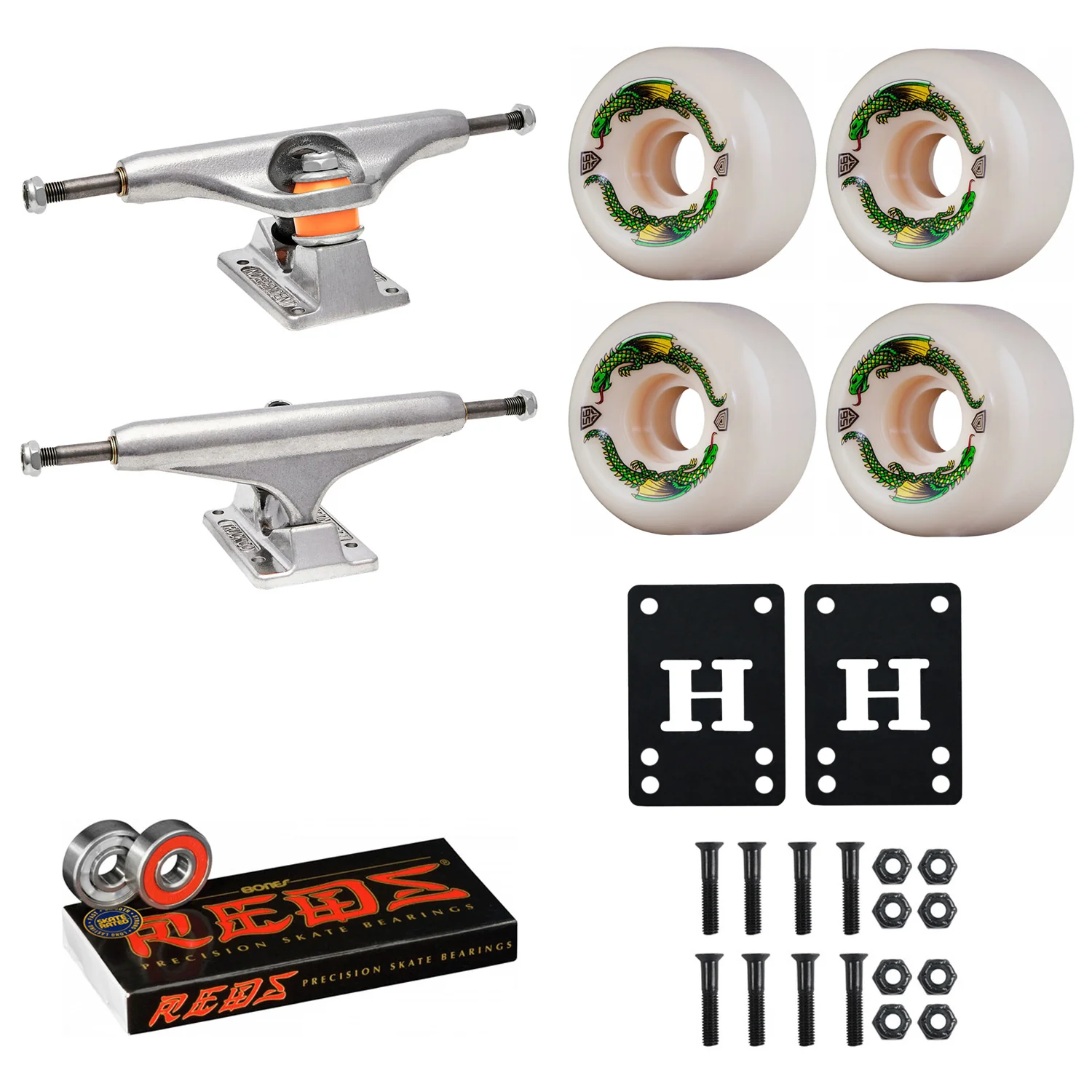 Independent Skateboard Trucks 149 (8.5") Powell Dragon Formula 56mmx36mm, Reds