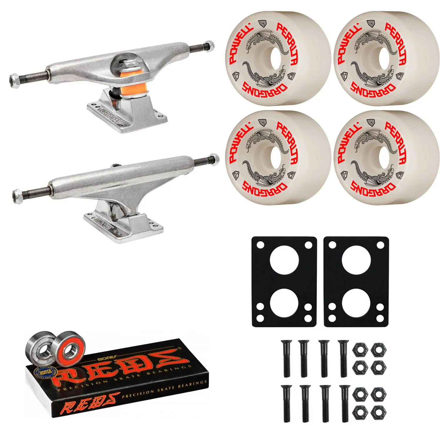 Independent Skateboard Trucks 159 (8.75") Powell Dragon Formula 64mm G-Bones, Reds