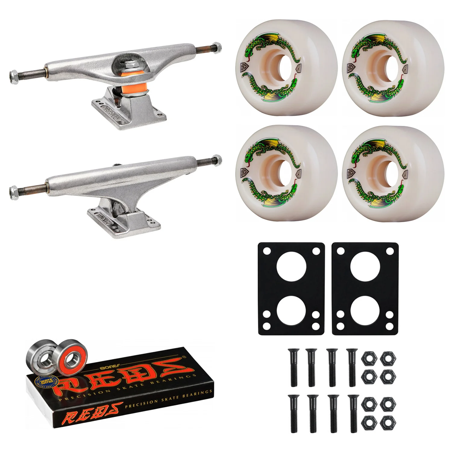 Independent Skateboard Trucks 169 (9.125") Powell Dragon Formula 56mmx36mm, Reds