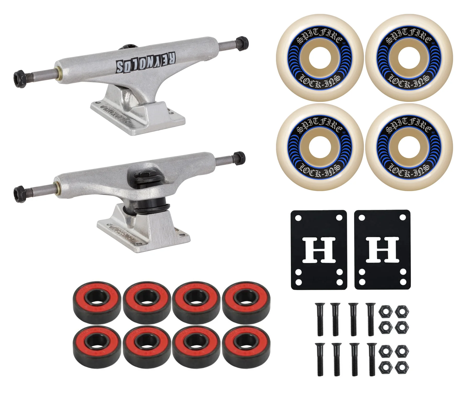 Independent Skateboard Trucks Reynolds Hollow 144 + Spitfire Wheels, Bearings