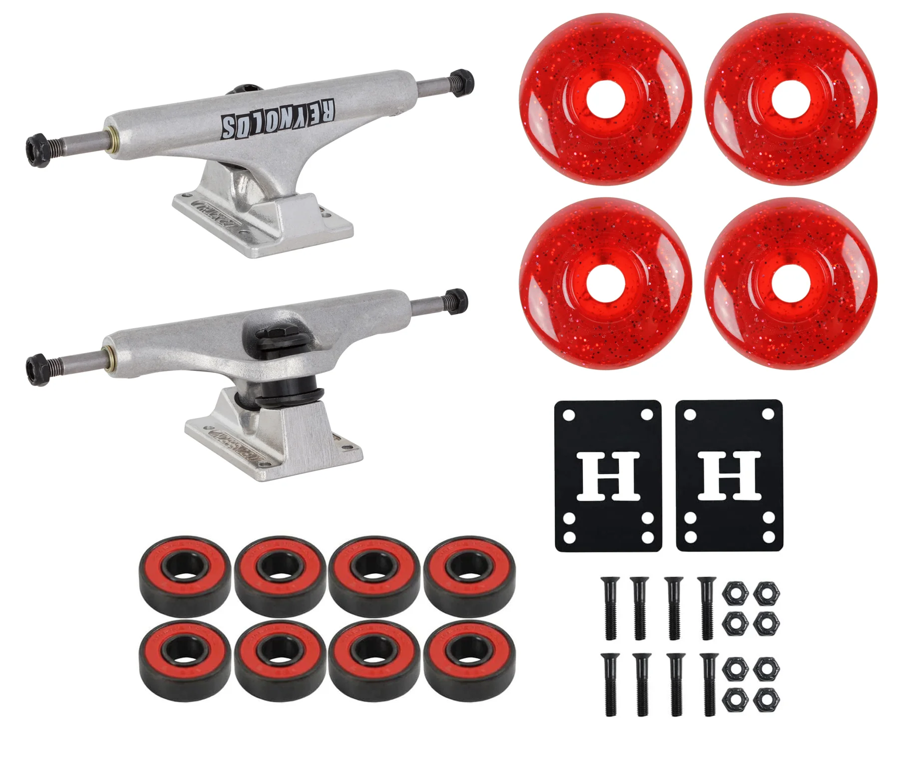 Independent Skateboard Trucks Reynolds Hollow 159 + Red Wheels, Bearings HW Kit