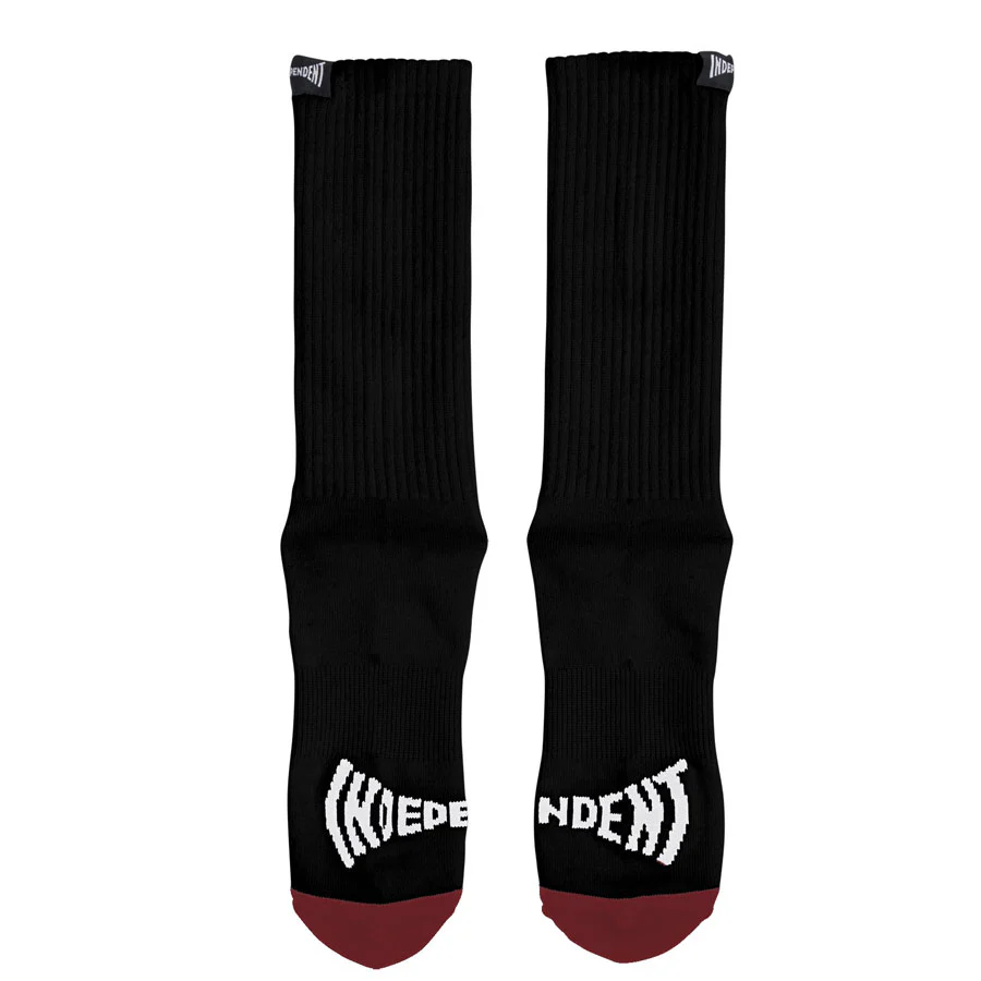 Independent Skateboard Trucks Socks Span Split Crew Black/Burgundy - Image 2
