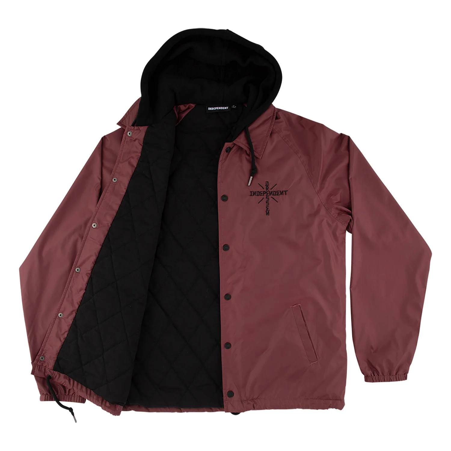 Independent Trucks Coat Dressen Skull Rose Hooded Windbreaker Burgundy - Image 3