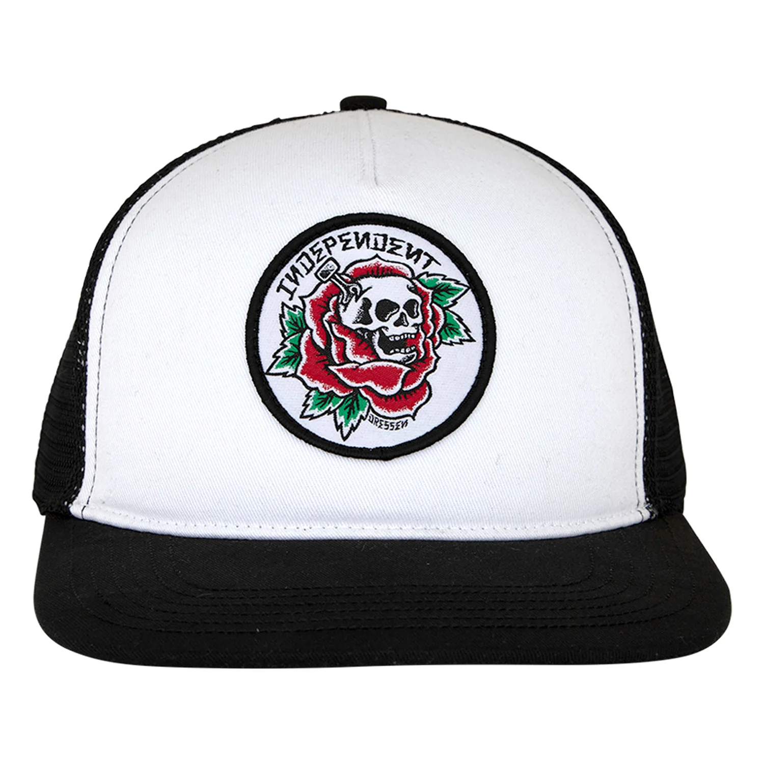 Independent Trucks Hat Dressen Skull Rose Snapback White/Black - Image 3