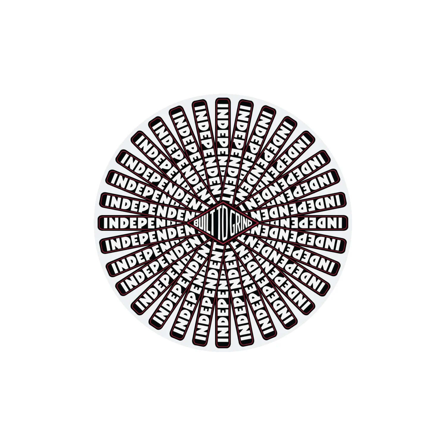 Independent Trucks Mylar Skateboard Stickers Built to Grind Revolve White/Blk/Red 5" 5-Pack - Image 2