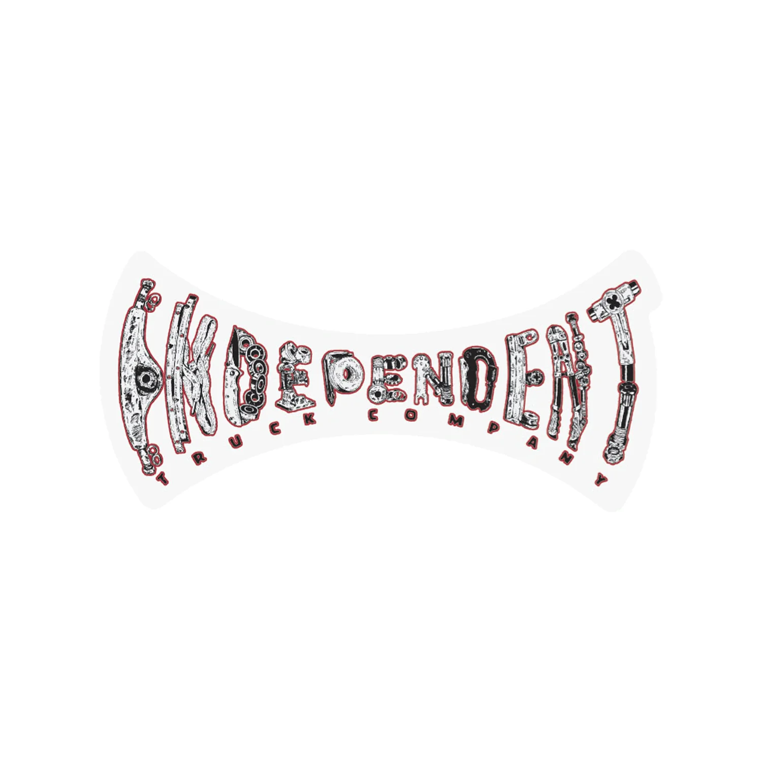 Independent Trucks Mylar Skateboard Stickers Genuine Parts Black/Red/White 6" x 2.8" 5-Pack - Image 2